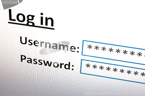 Image of login on a website in the internet