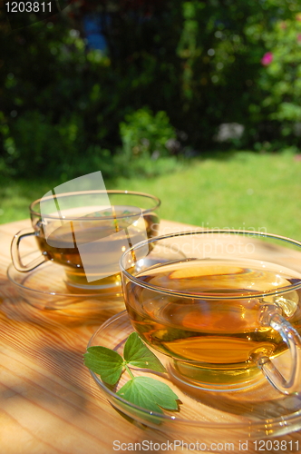 Image of cup tea in the garden