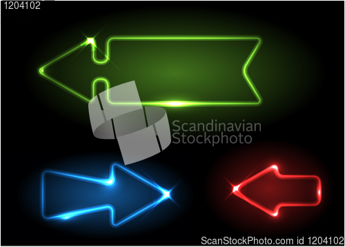 Image of Green, blue and red neon arrows