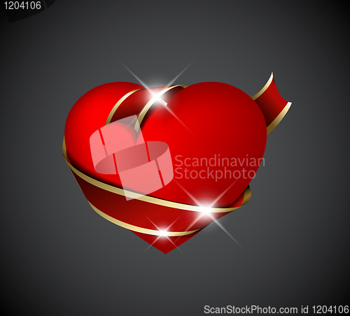 Image of Red heart with red ribbon