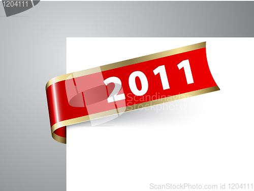 Image of Fresh New Year corner ribbon on a red paper