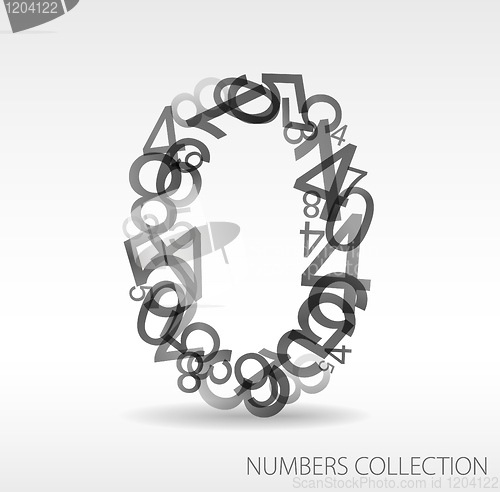 Image of Number zero made from various numbers