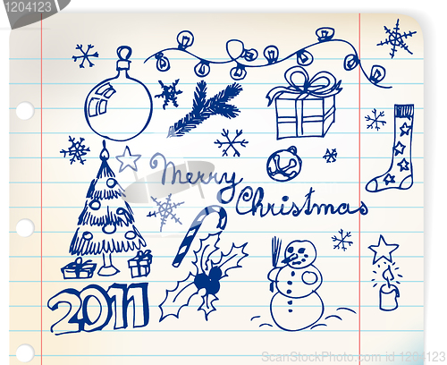 Image of Christmas and New Year doodle illustrations
