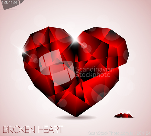 Image of Broken red diamond jewel heart