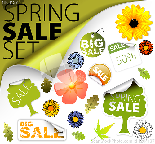 Image of Set of fresh spring sale elements
