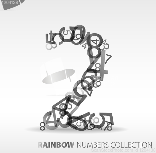 Image of Number two made from various numbers