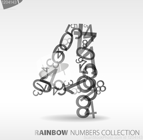 Image of Number four made from various numbers