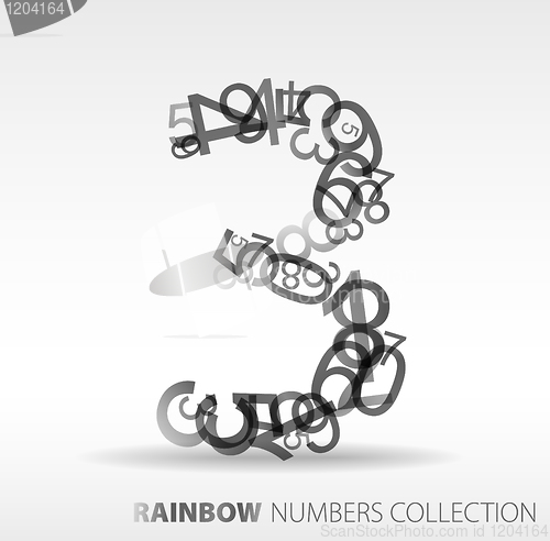 Image of Number three made from various numbers