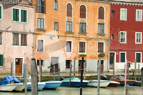 Image of boats canal Murano Venice Italy
