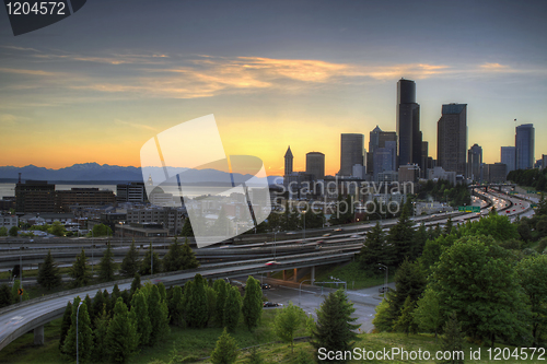 Image of Seattle Skyline at Sunset