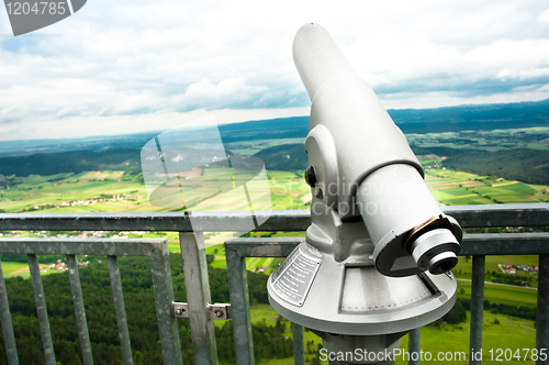 Image of Binocular with mountains and sky 