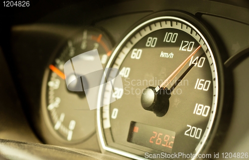 Image of Closeup of a speed meter of a car