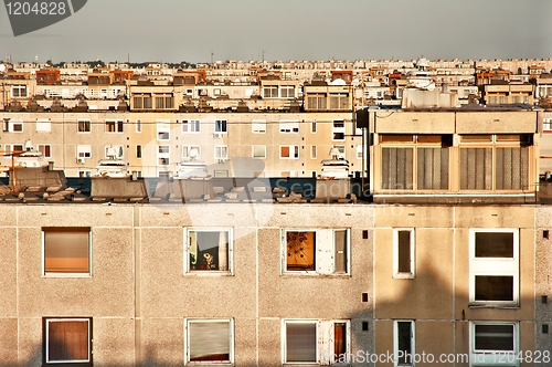 Image of Many panel apartments in warm tones