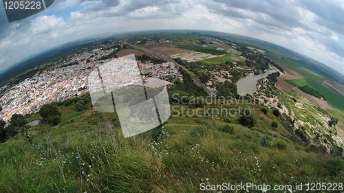 Image of Spanish town Almodovar del Rio fisheye view