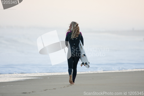 Image of Attractive surfer in the dawn