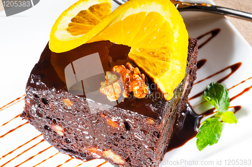 Image of chocolate and walnuts cake