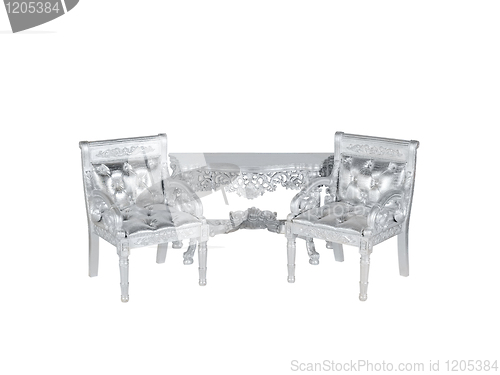 Image of silver leather  upholstery chairs 