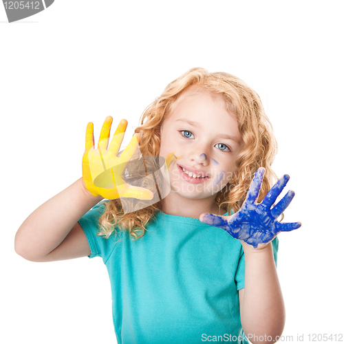 Image of Playing with hand paint colors