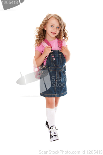 Image of Happy preschooler walking to school