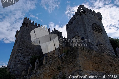 Image of Silhouette of Almodovar Del Rio medieval castle on cloudy sky background