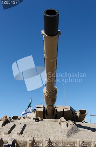 Image of Gun barrel of Israeli Merkava tank in museum 