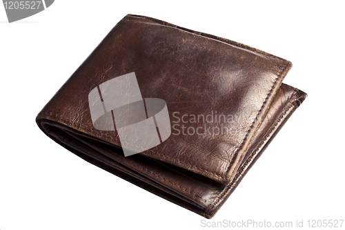 Image of Old Brown wallet isolated on white 