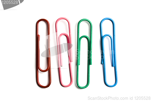 Image of Four multicolored paperclips