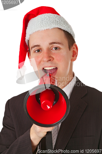 Image of Businessman with chrismas hat