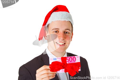 Image of Businessman with chrismas hat