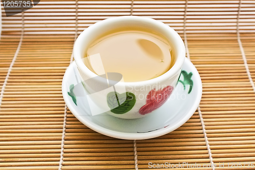 Image of Tea on bamboo mat