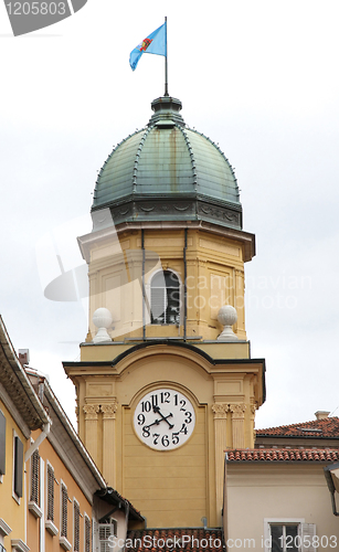 Image of The Baroque city clock tower in Rijeka, Croatia 
