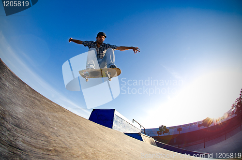 Image of Skateboarder flying