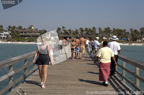 Image of tourists walking along naples pier