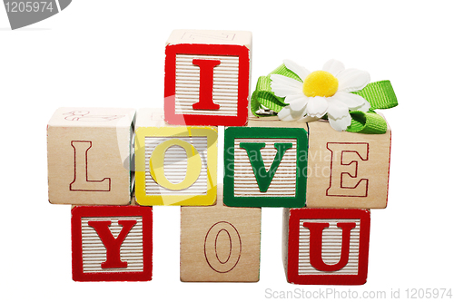 Image of I Love You cubes isolated on white 