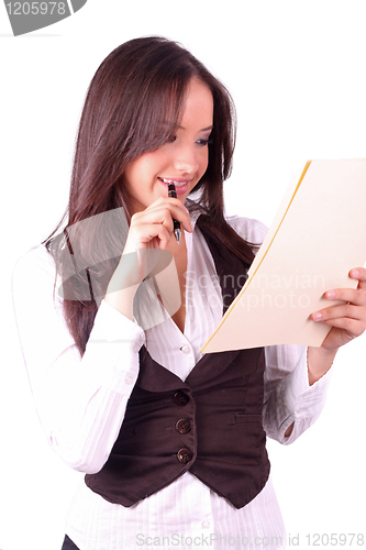Image of business woman holding file