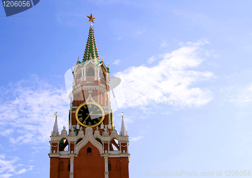 Image of Kremlin tower with clock in Moscow