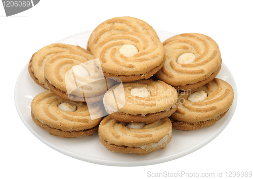 Image of Cookies on a white plate, isolated
