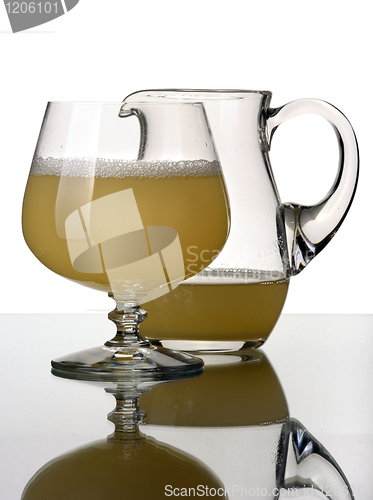 Image of Glass pitcher and goblet, isolated.