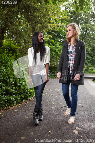 Image of Women enjoying walk in park