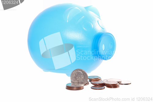 Image of Pink piggy bank, with coins