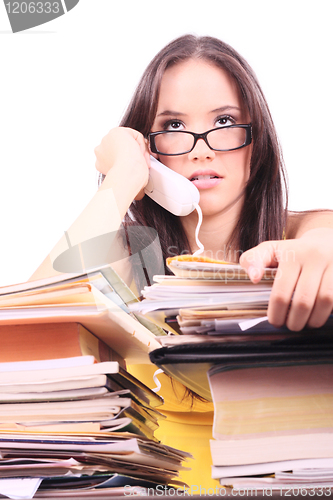 Image of business woman having stress in the office 