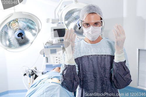 Image of Portrait of male surgeon in operation theatre