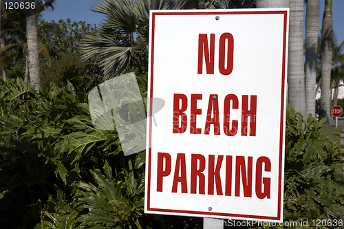 Image of no beach parking sign