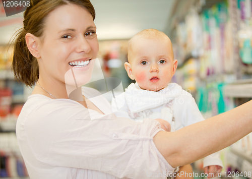 Image of Baby and Mother in Grocery Store