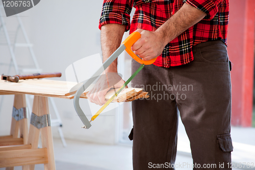 Image of Cut Wood Handsaw