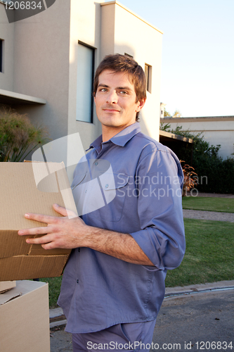 Image of Oudoor Man with Moving Boxes