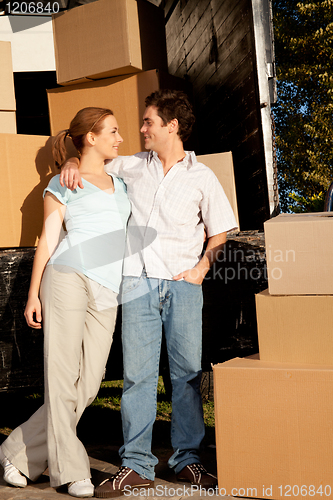 Image of Couple with Moving Van