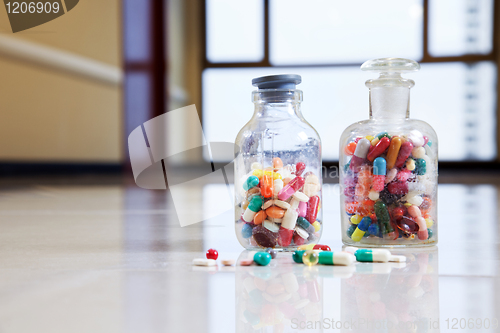 Image of Medical capsules and tablets in a bottle