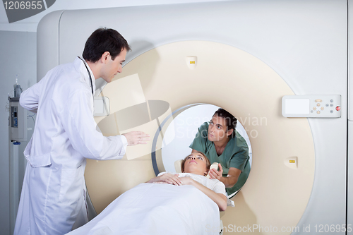 Image of Woman receiving a medical scan
