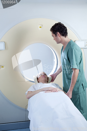 Image of Nurse and Patient CT Scan